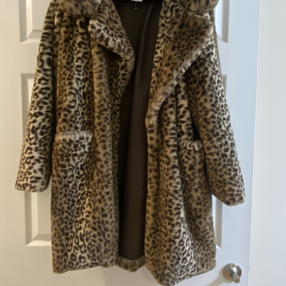 Leopard Print Faux Fur Coat